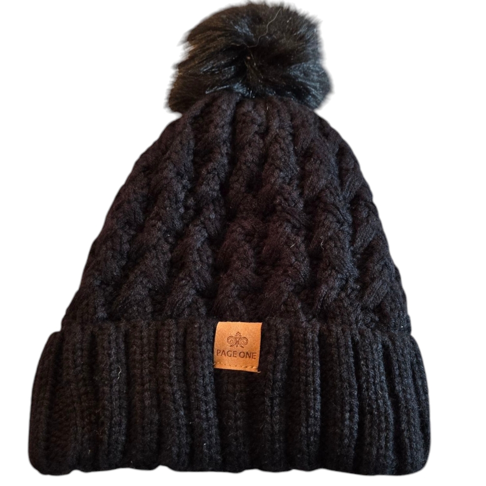 Page One Women's Pom Pom Hat Charcoal gray/Black